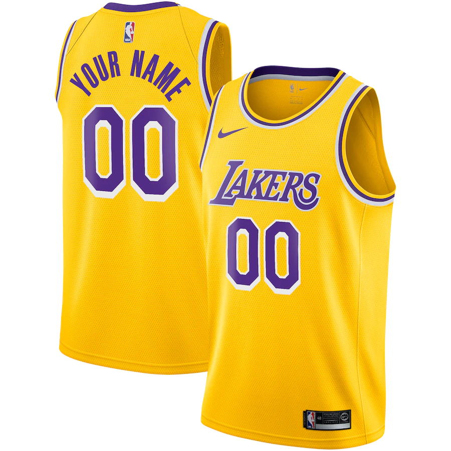 Women Custom Los Angeles Lakers Nike 2020-21 Swingman Custom Jersey  Icon Edition Gold NBA Jerseys